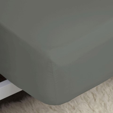 Percale Grey Extra Deep Fitted Sheet
