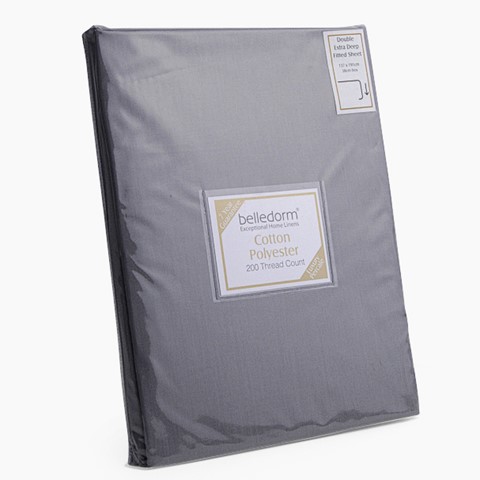 Percale Grey Extra Deep Fitted Sheet