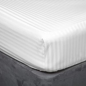 Hotel Stripe Fitted Sheet 15 Inch - White Image