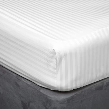 Hotel Stripe Fitted Sheet 15 Inch - White primary image
