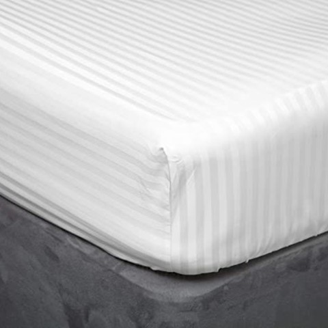 Hotel Stripe Fitted Sheet 15 Inch - White