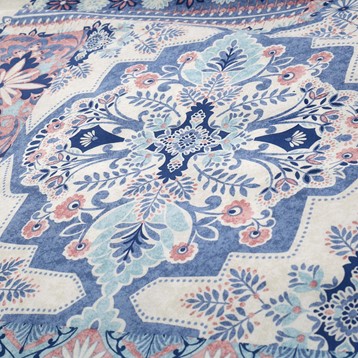 Catherine Lansfield Boho Blue & Pink Patchwork Bedding Set Image