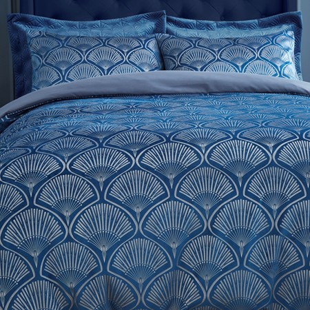 Catherine Lansfield Navy Blue Art Deco Pearl Bedding Set image