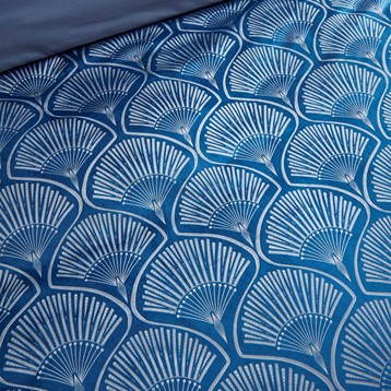 Catherine Lansfield Navy Blue Art Deco Pearl Bedding Set Image