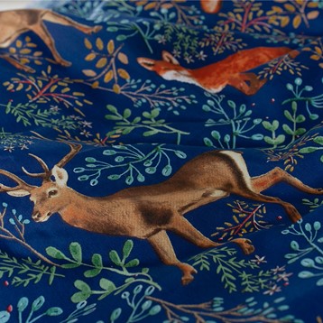 Fox & Deer Navy Mix Piped Detail Duvet Set Image