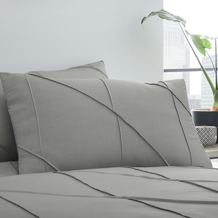 Serene Dart Pleated Duvet Cover Set Grey image
