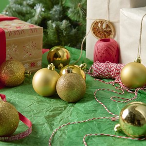 Shatterproof Christmas Baubles, 6cm, Pack of 10 - Light Gold Image
