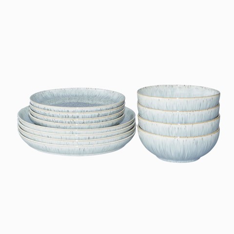 Denby Halo Speckle 12 Piece Coupe Dinner Set