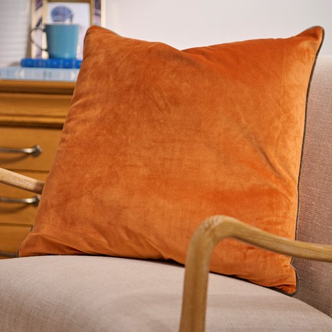 Riva Paoletti Meridian Pumpkin & Mocha Cushion