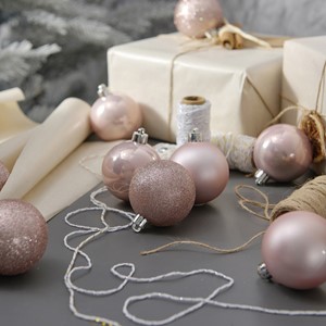 Shatterproof Christmas Baubles, 6cm, Pack of 10 - Blush Pink Image
