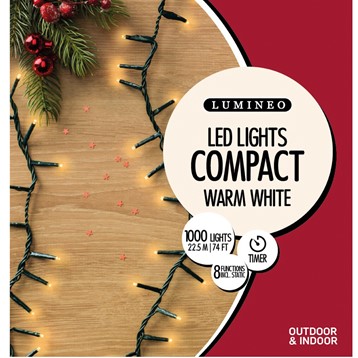 Warm White Compact LED Lights - 22.5M Green Cable Image