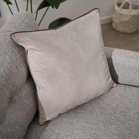 Riva Paoletti Meridian Velvet Piped Cushion - Grey primary image