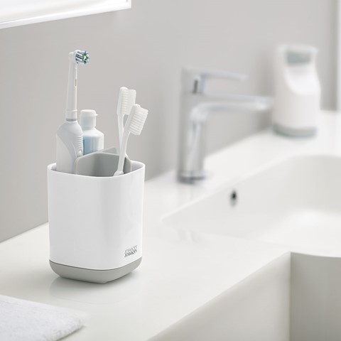 Joseph Joseph White & Grey EasyStore Toothbrush Holder