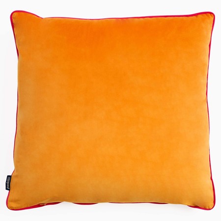 Riva Paoletti Meridian Orange & Pink Velvet Piped Cushion image