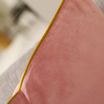 Riva Paoletti Meridian Blush & Gold Velvet Piped Cushion Image