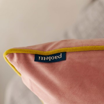 Riva Paoletti Meridian Blush & Gold Velvet Piped Cushion Image