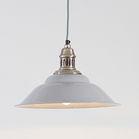 Retro Cafe Grey & Silver Metal Pendant Light