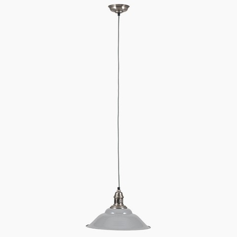 Retro Cafe Grey & Silver Metal Pendant Light