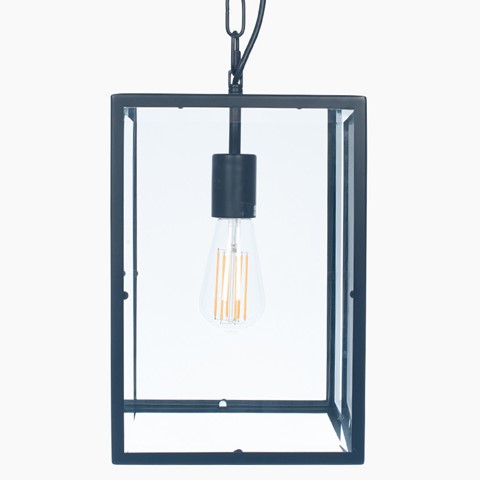 Matt Black and Glass Pendant Ceiling Light