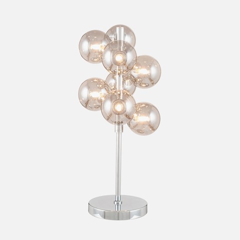 Smoke Glass Orbs on Chrome Table Lamp