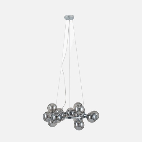 Smoke Glass Orbs on Chrome Pendant Ceiling Light