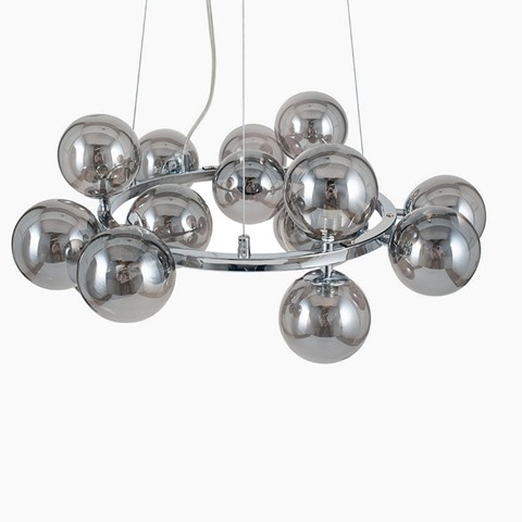 Smoke Glass Orbs on Chrome Pendant Ceiling Light