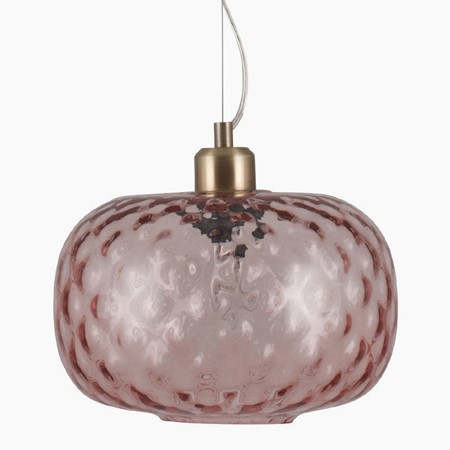 Oval Textured Glass Pendant Light - Rose primary image