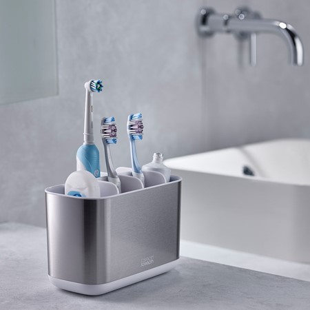 Joseph Joseph Large White Easystore Steel Toothbrush Caddy primary image
