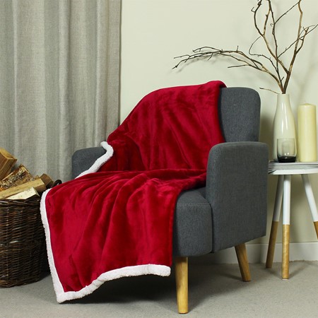 Lux Sherpa Fleece Throw - Red primary image