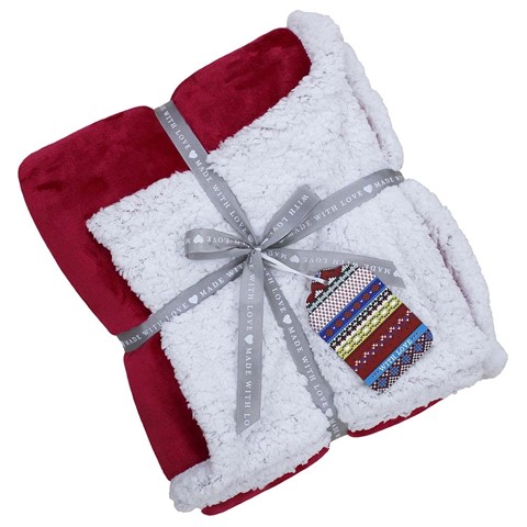 Red Lux Sherpa Fleece Throw