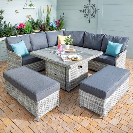 Heritage Rattan Garden Corner Dining Set with Gas Fire Pit primary image