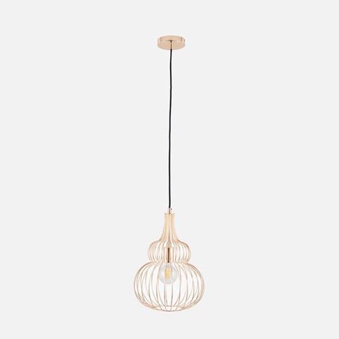 Yellow Gold Metal Wire Pendant Light