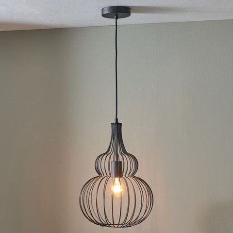 Matt Black Metal Wire Pendant
