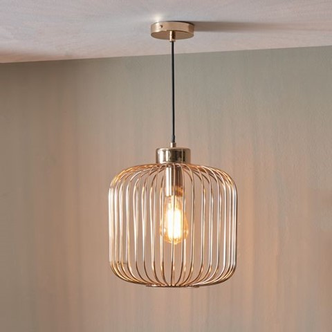 French Gold Metal Wire Pendant Ceiling Light