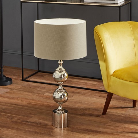Silver Aluminium Tall Footed Table Lamp Base