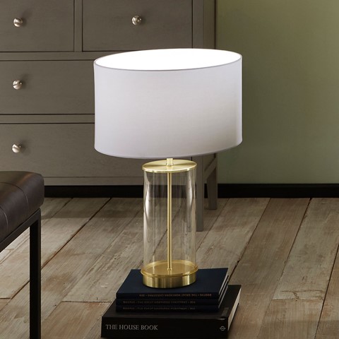 Clear Glass & Champagne Metal Table Lamp Base