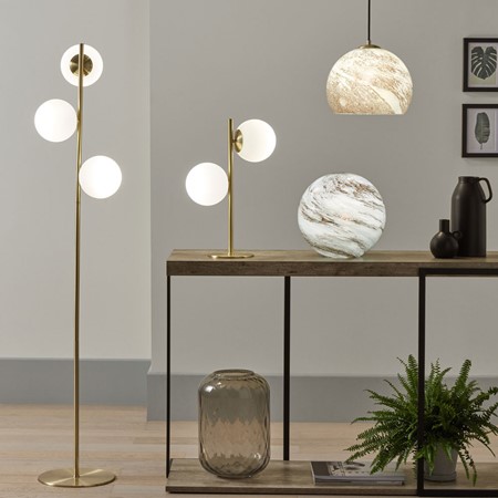 White Orb and Gold Metal Floor Lamp primary image
