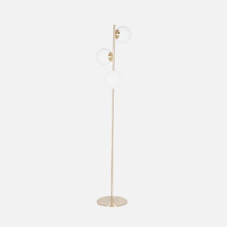 White Orb and Gold Metal Floor Lamp image