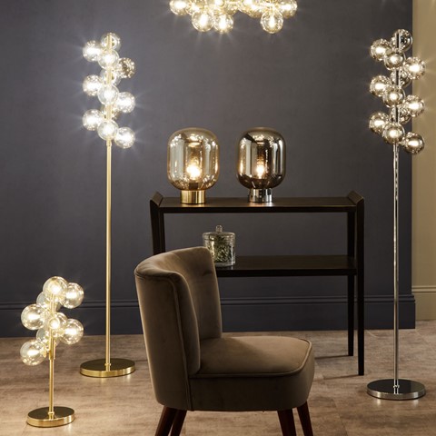 Lustre Glass Ball & Gold Floor Lamp