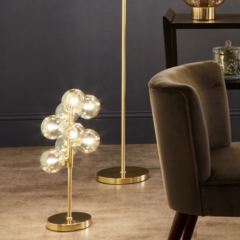 Lustre Glass Orb & Gold Metal Table Lamp