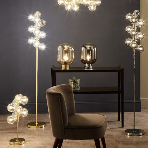 Lustre Glass Ball & Gold Metal Pendant Ceiling Light