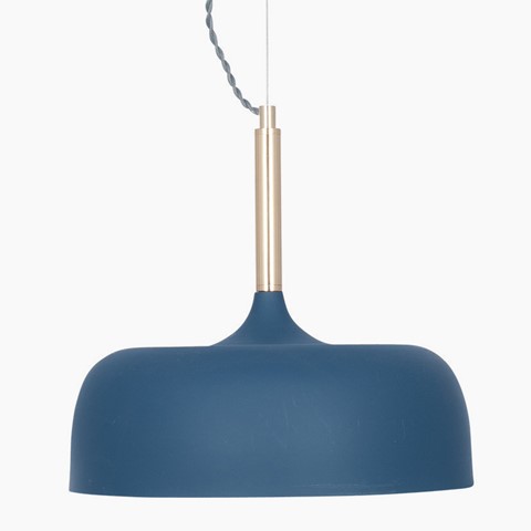 Matt Indigo Blue Metal Domed Pendant Ceiling Light