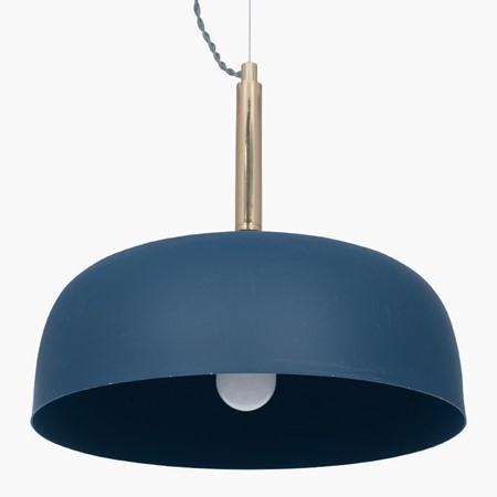 Matt Indigo Blue Metal Domed Pendant Ceiling Light image