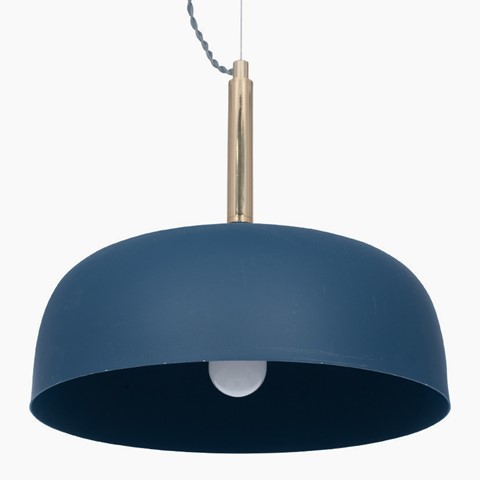 Matt Indigo Blue Metal Domed Pendant Ceiling Light