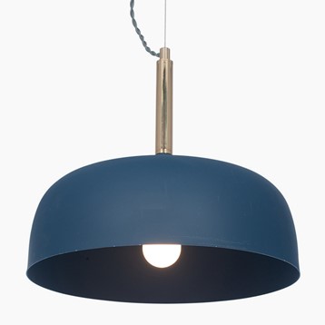 Matt Indigo Blue Metal Domed Pendant Ceiling Light Image