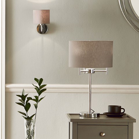 Silver 3 Light Metal Table Lamp