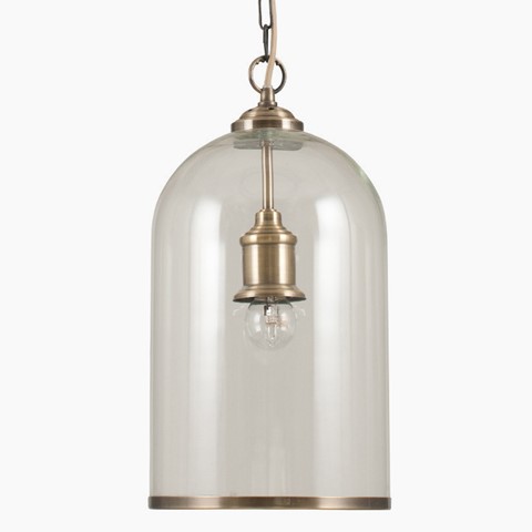 Clear Glass & Antique Brass Pendant