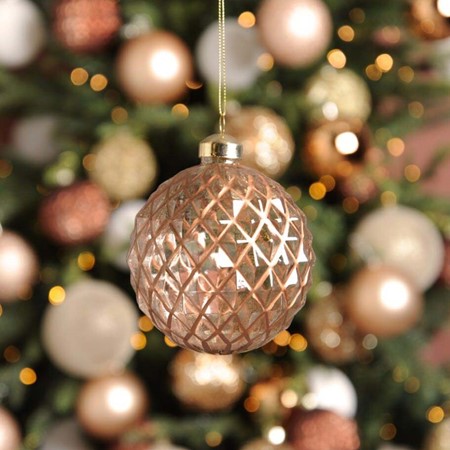 Clear Bauble with Copper Geometric Pattern Glass image