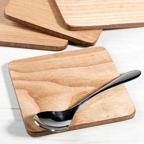 Oak Veneer Set of 4 Coasters