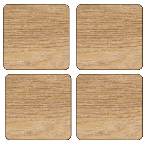 Oak Veneer Set of 4 Coasters